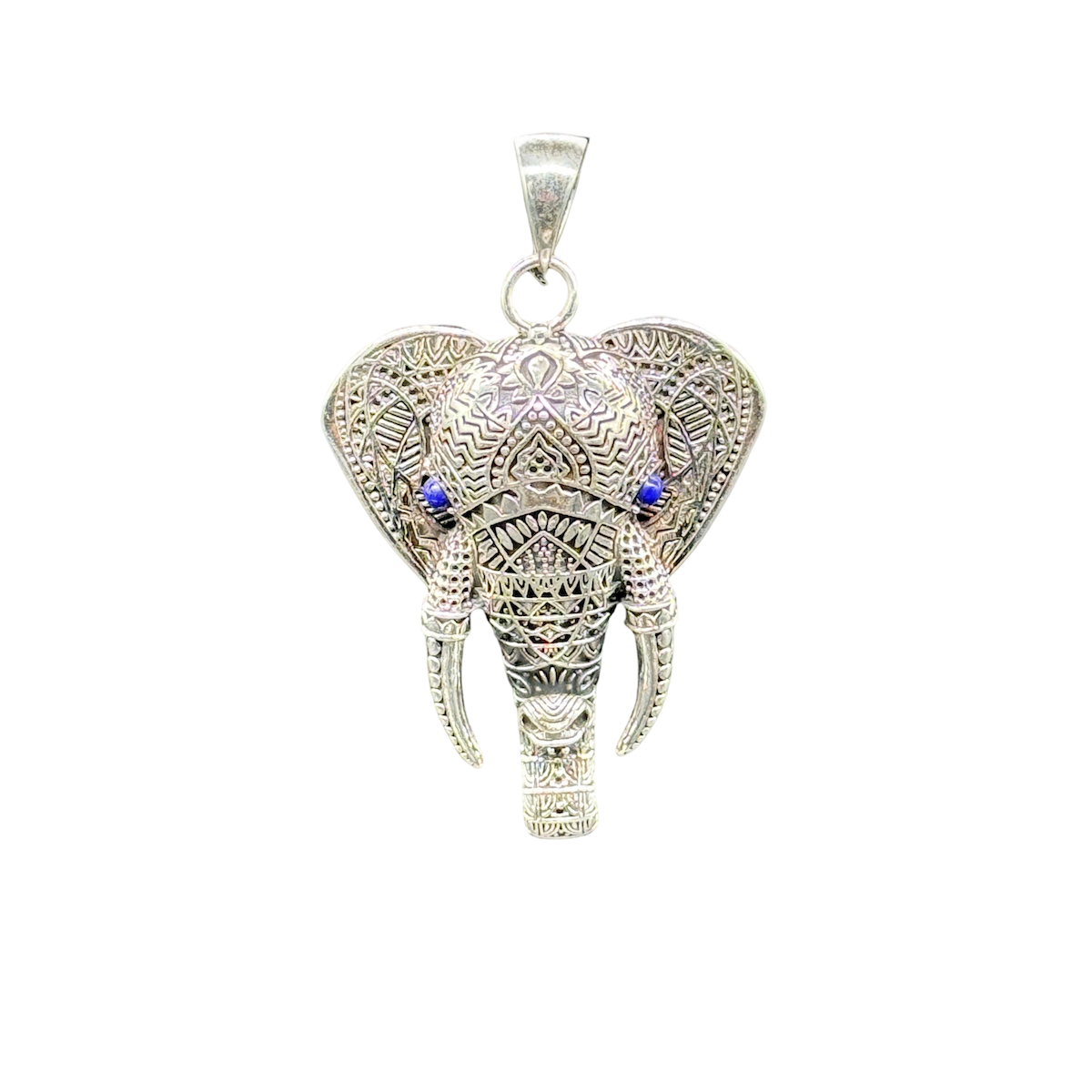 Pendentif tête d'éléphant en argent sterling 925 massif