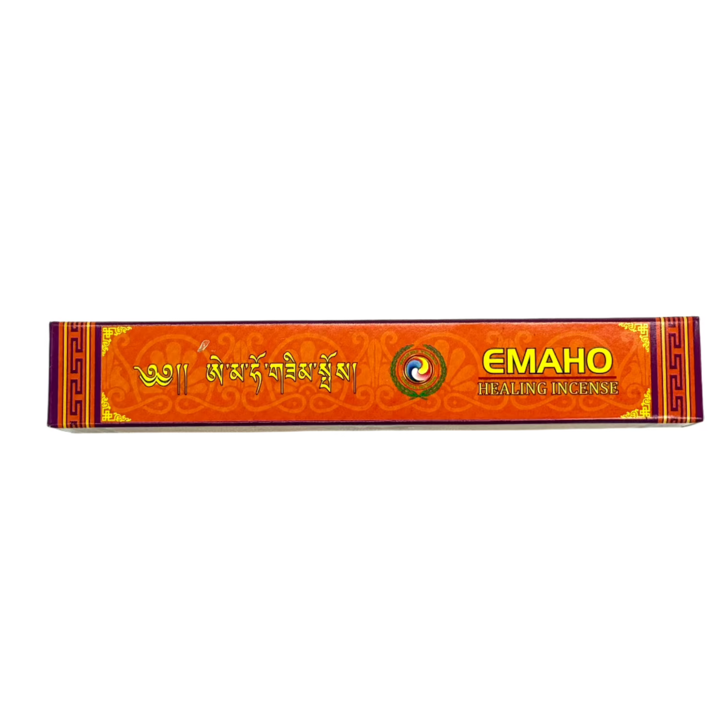 Emaho Räucherduft in oranger Verpackung mit weißem Hintergrund