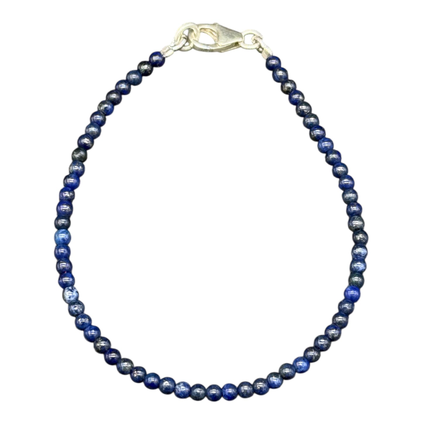 Lapislazuli Armband 925 Silber - Blaue Edelsteine 4mm 18 cm