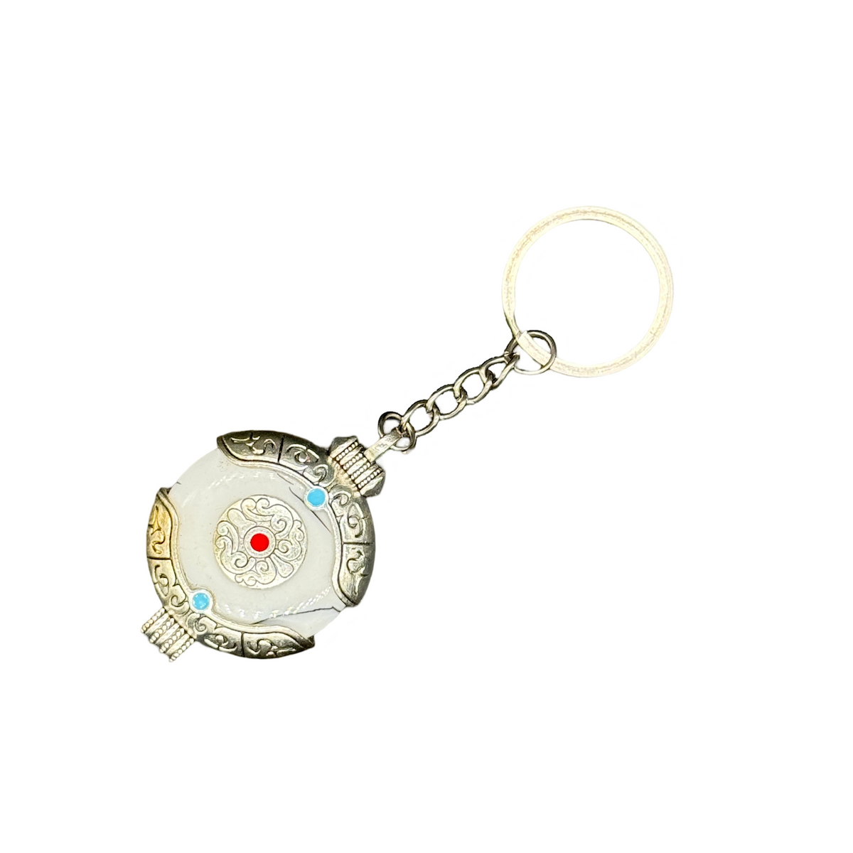Tibetan White Mandala Keychain