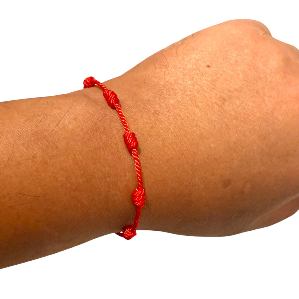 Tibetisch-buddhistisches 7-Knoten-Armband – Rot, verstellbar