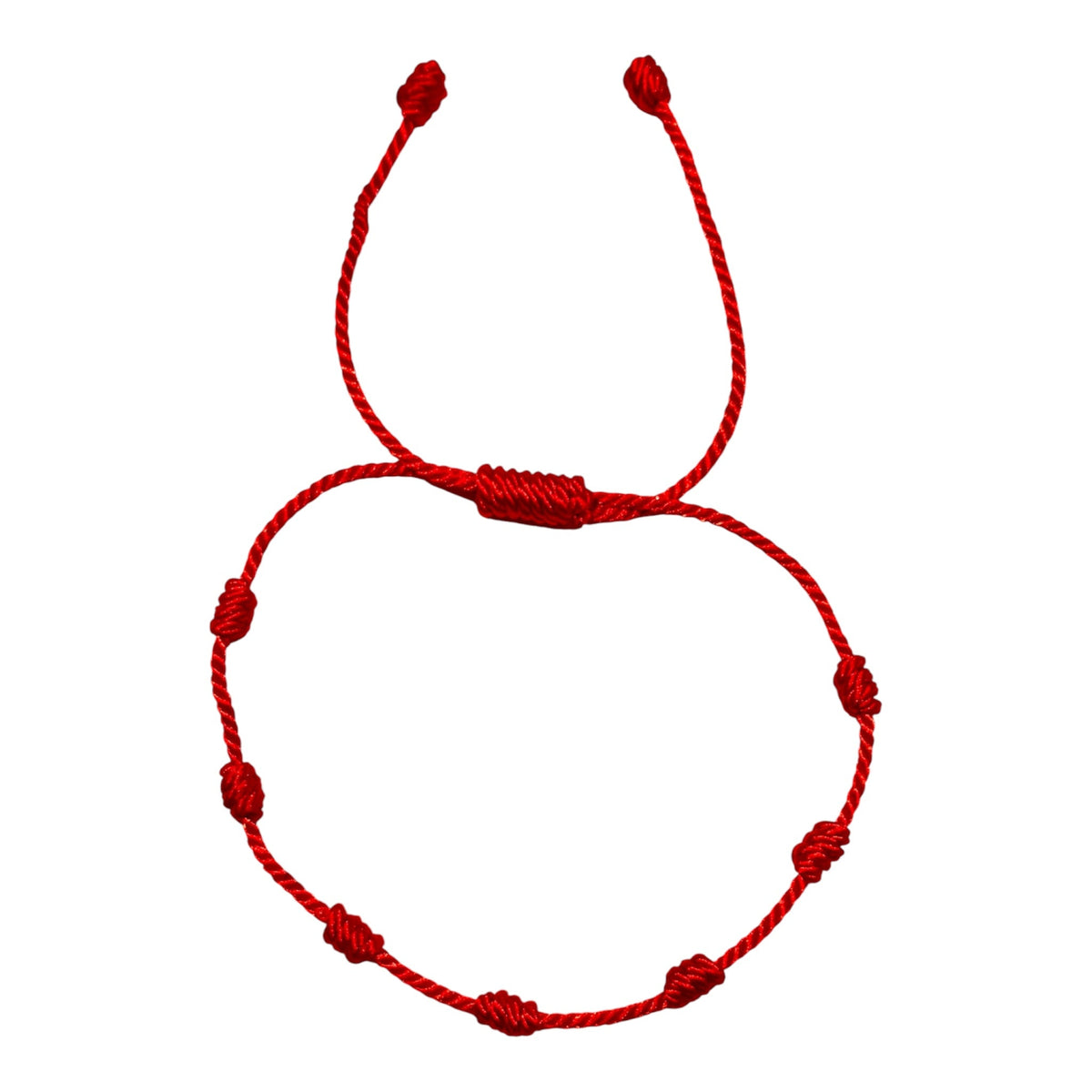 Tibetisch-buddhistisches 7-Knoten-Armband – Rot, verstellbar