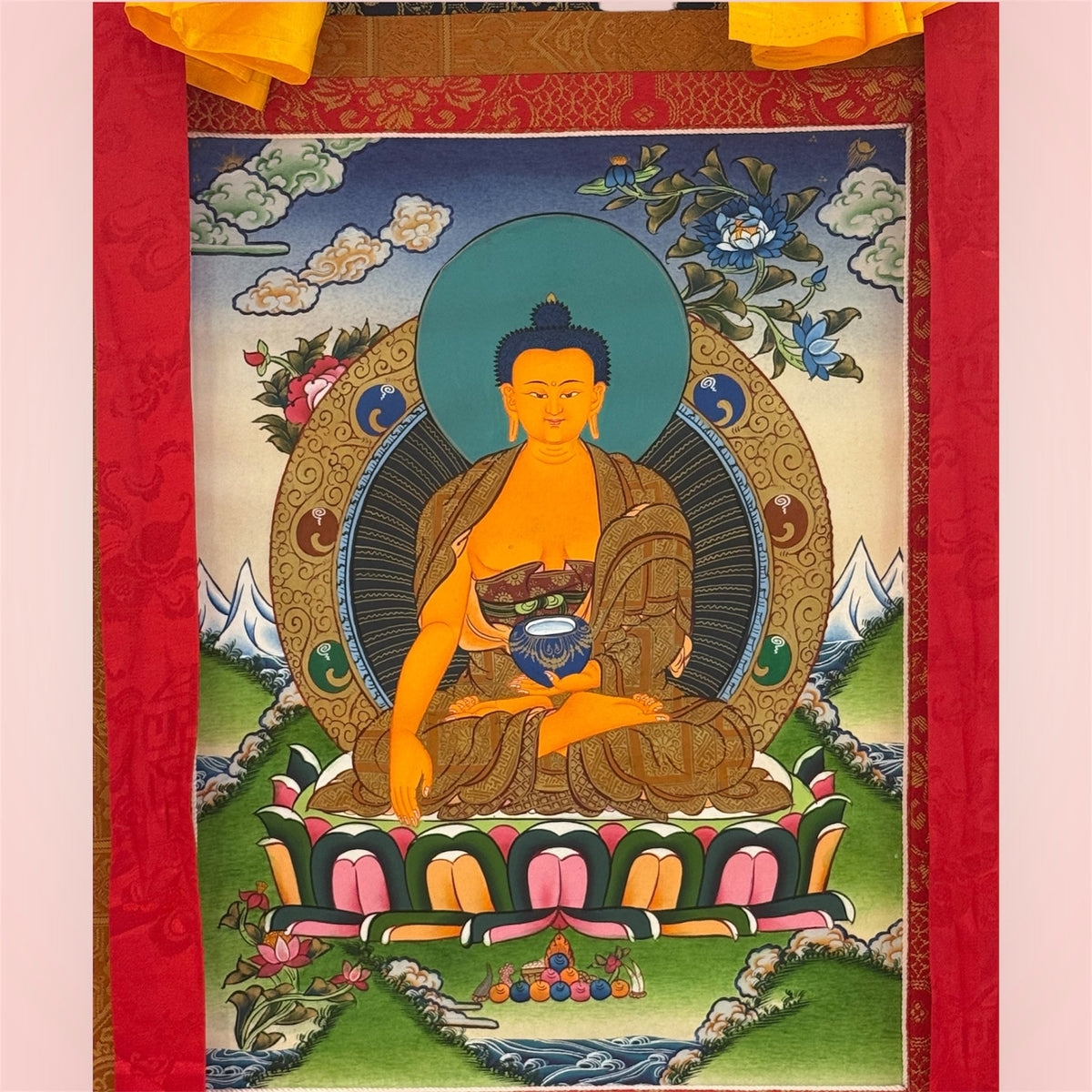 Buddha Shakyamuni Thangka – hand painted from Nepal, 81 × 65 cm