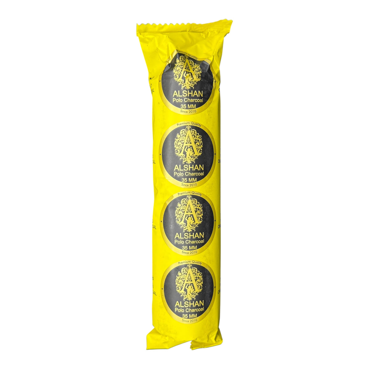 Hier sieht mann ein Premium-Räucherkohle in gelbe Verpackung