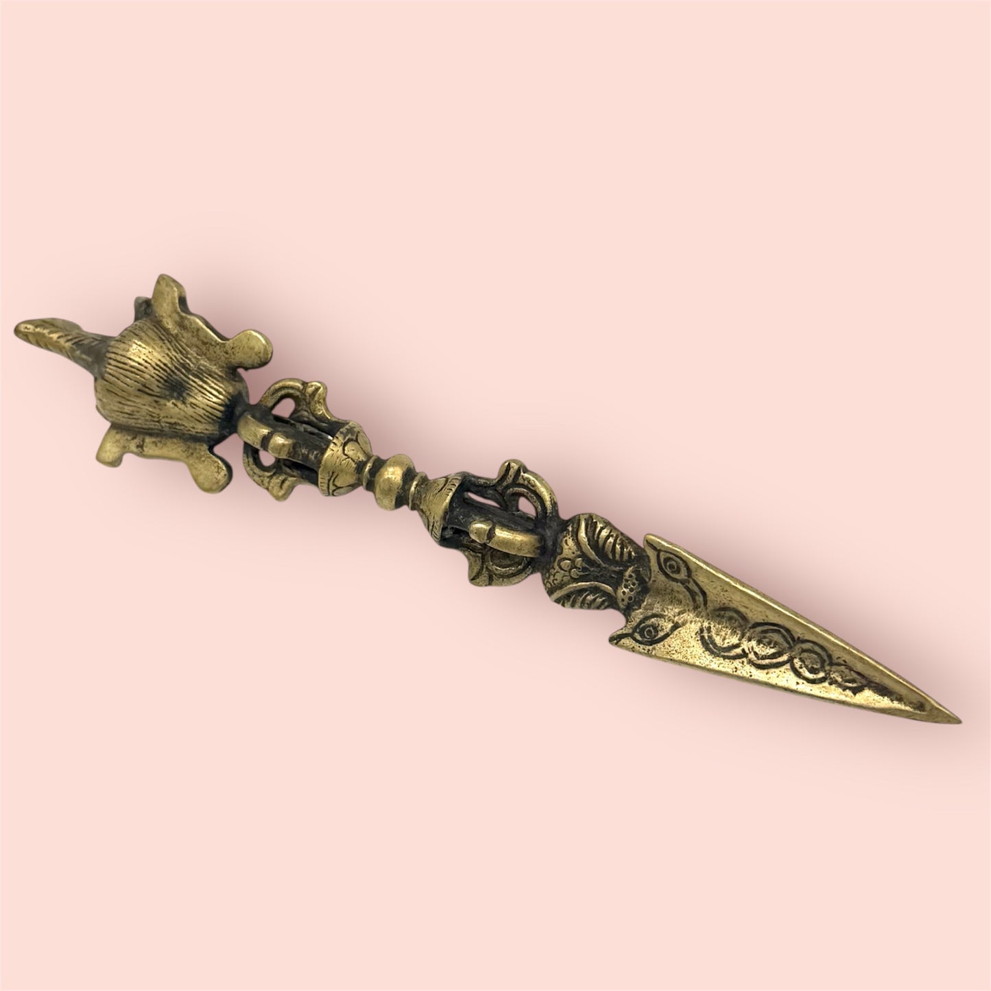 Tibetischer Phurpa-Ritualdolch aus Messing