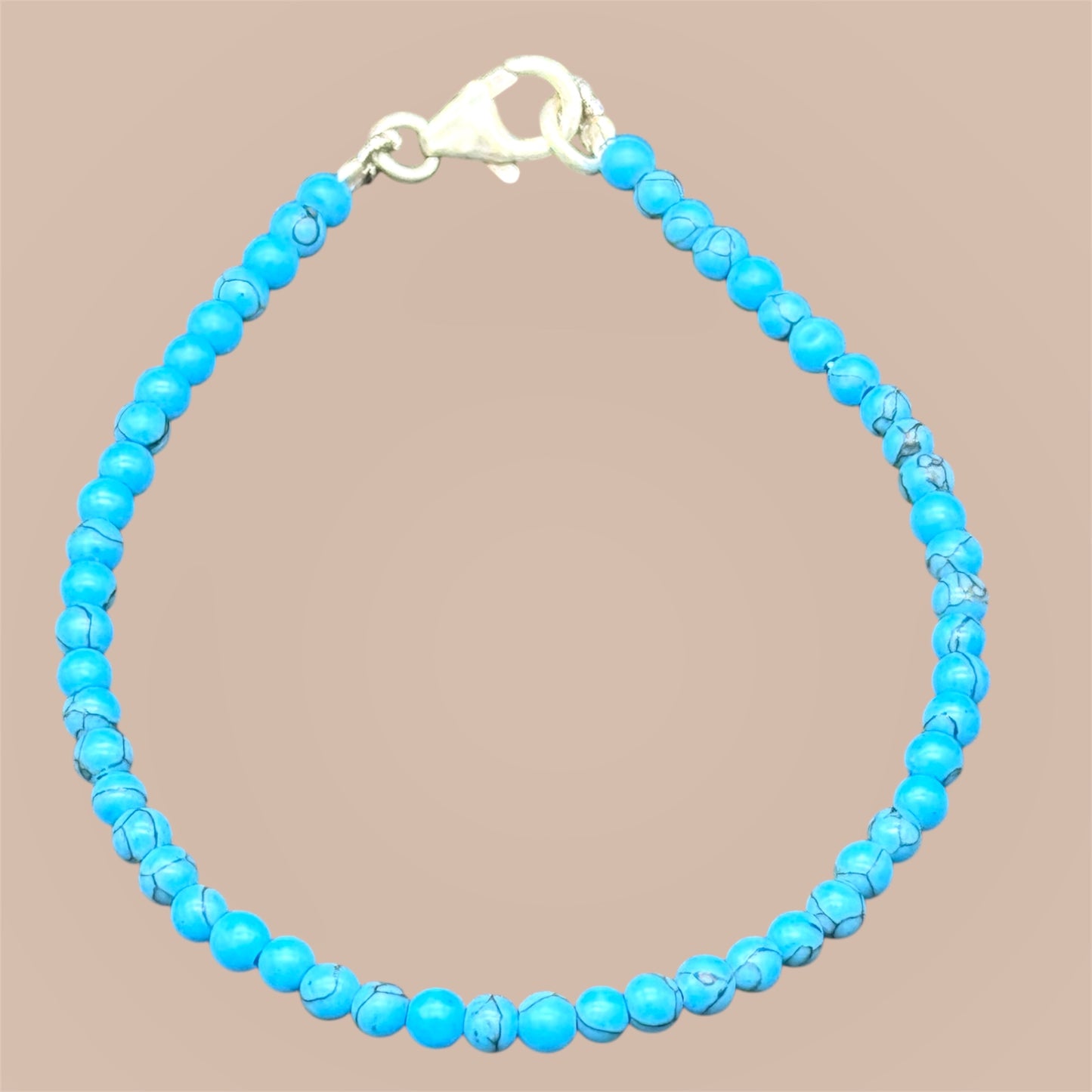 Türkis Armband 925 Silber - Türkisblaue Edelsteine 4mm 18 cm