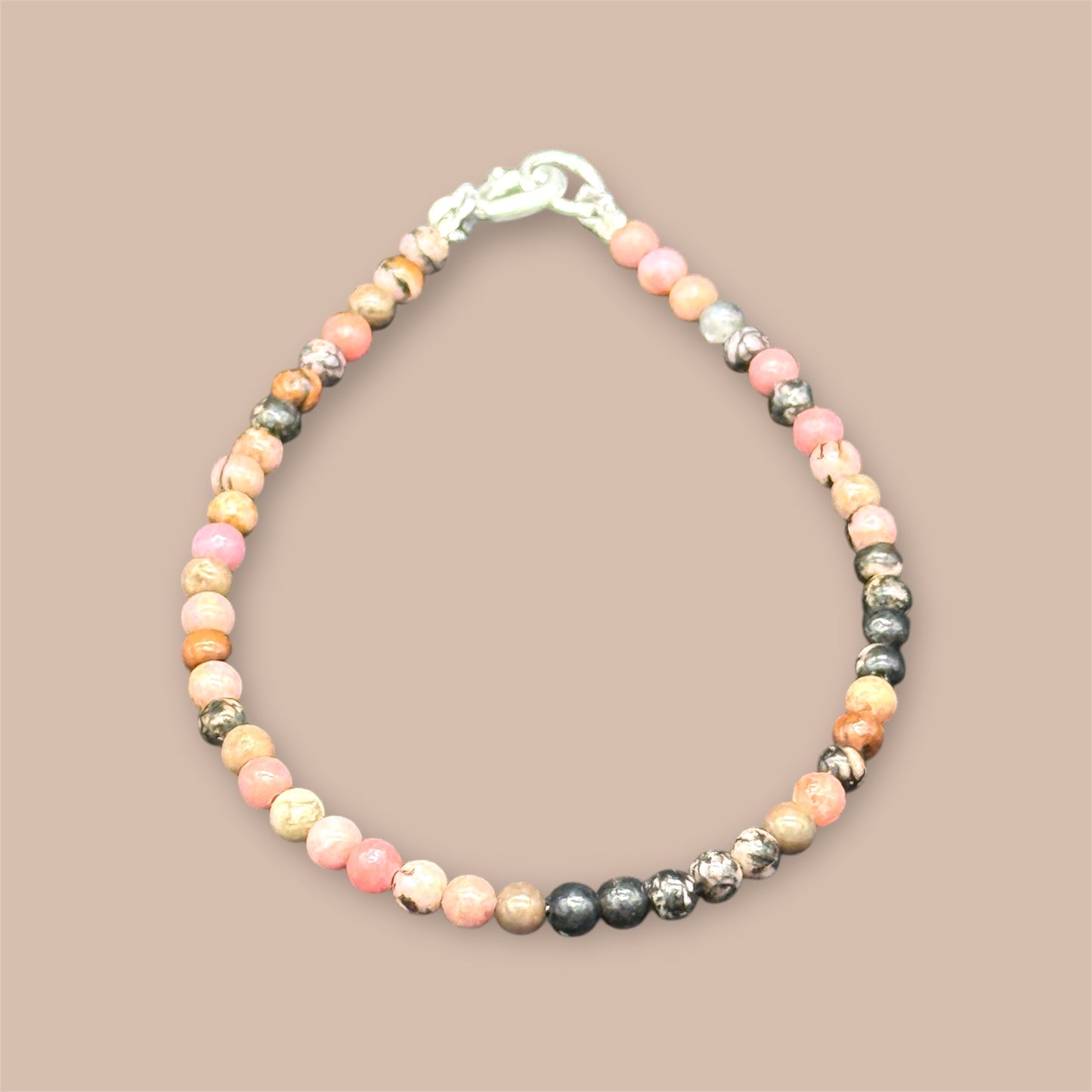 Tourmaline Bracelet in 925 Sterling Silver - Multicolored Gemstones 4mm 18cm