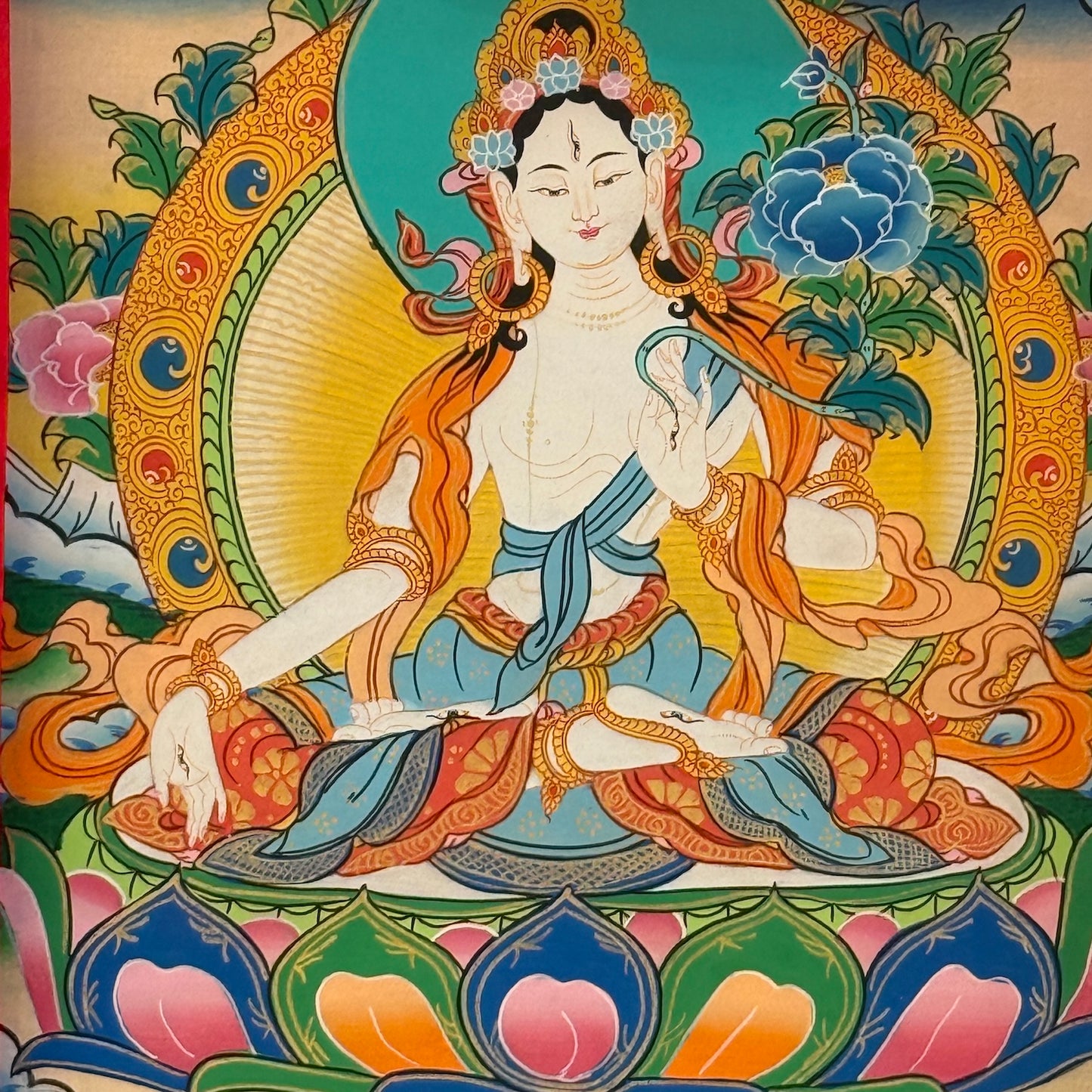 Thangka tibétain Tara Blanche