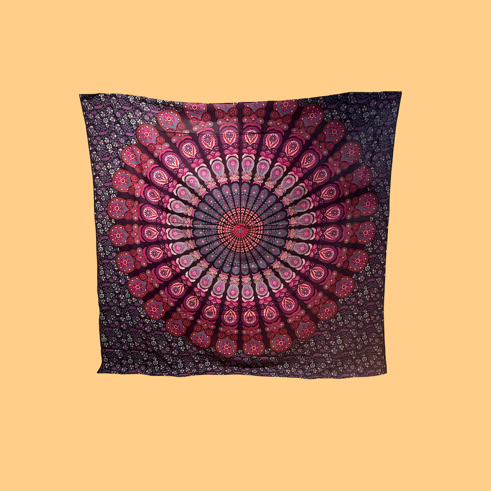 Drap de lit indien, imprimé en bloc, coton fait main XL