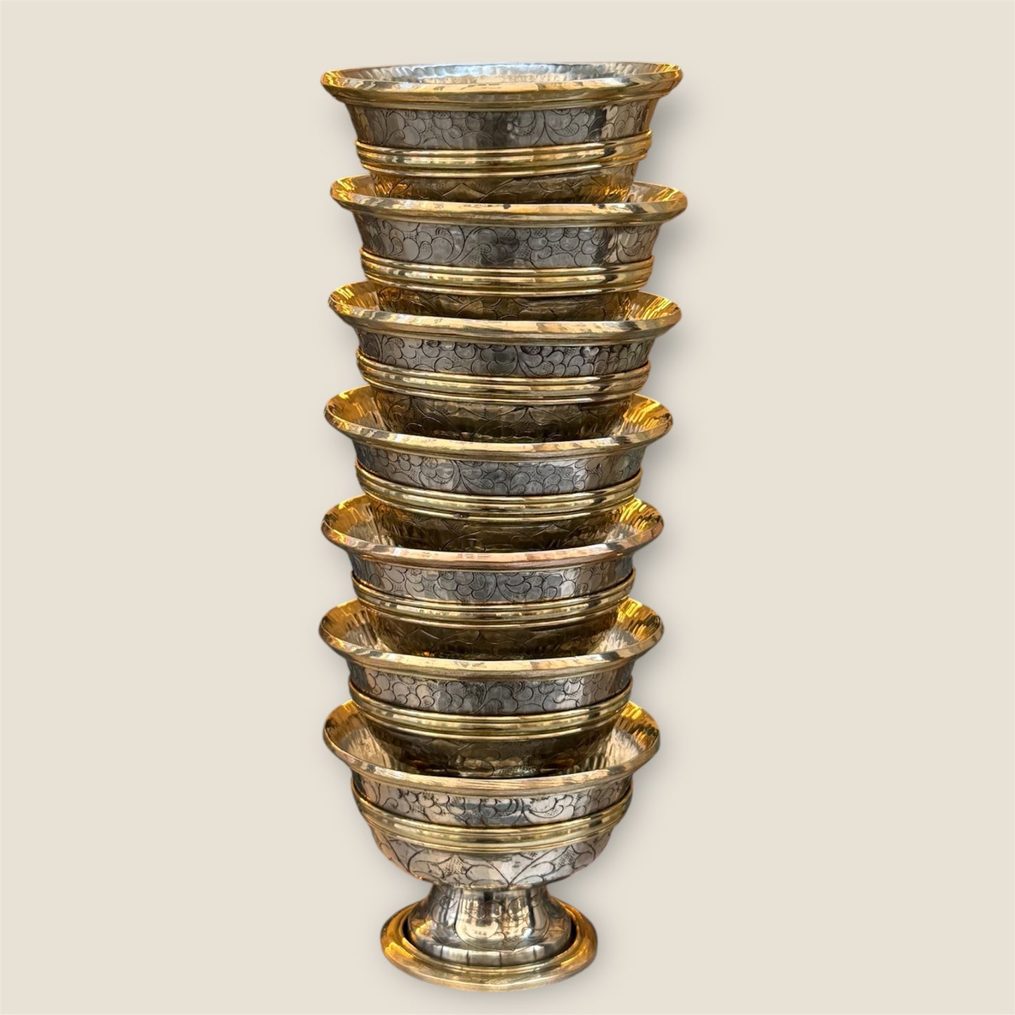 tibetische 7 Wasser-Opferschale aus messing