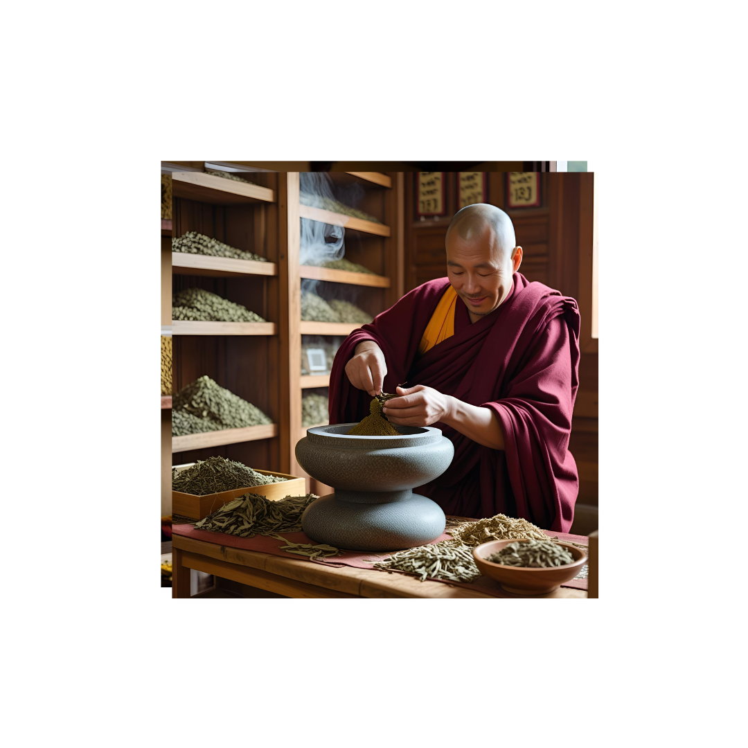 Sorig tibetan medicine in making by a tibetan Monk 