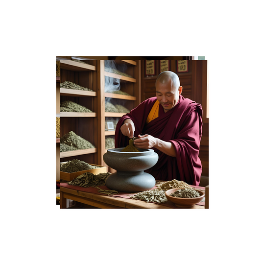 Sorig tibetan medicine in making by a tibetan Monk 