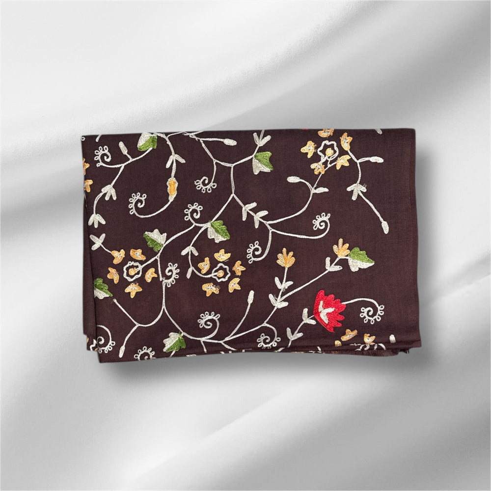 Ari Jaal Shawl in Merino Wool - Hand-Embroidered 75x200 cm - 5 Colors