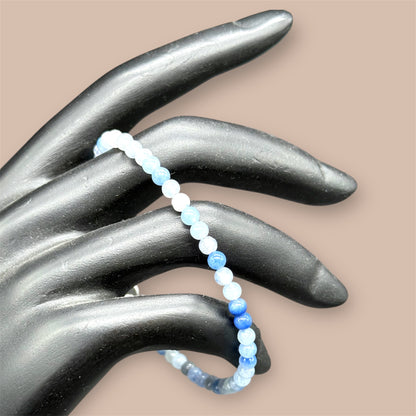 Blue Aventurine Bracelet with Silver Clasp - 18 cm