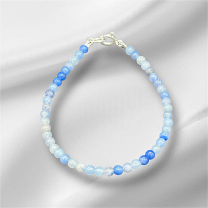 Blue Aventurine Bracelet with Silver Clasp - 18 cm