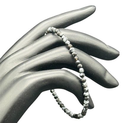 Floral Jasper Bracelet, 925 Sterling Silver - 4mm Beads, 18 cm