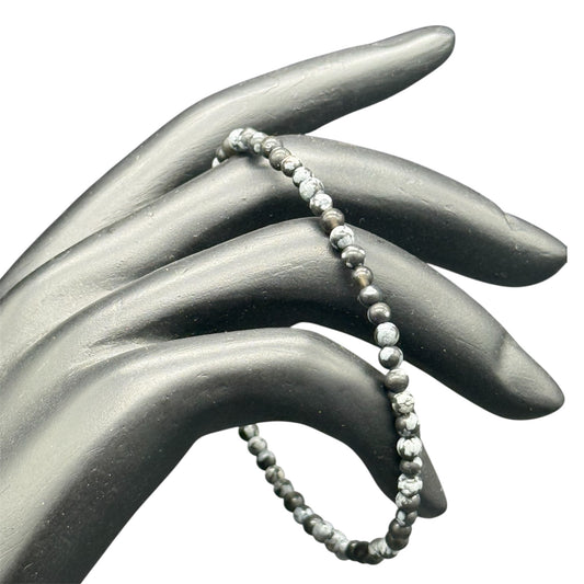 Blumen Jaspis Armband 925 Silber - 4mm Perlen 18 cm