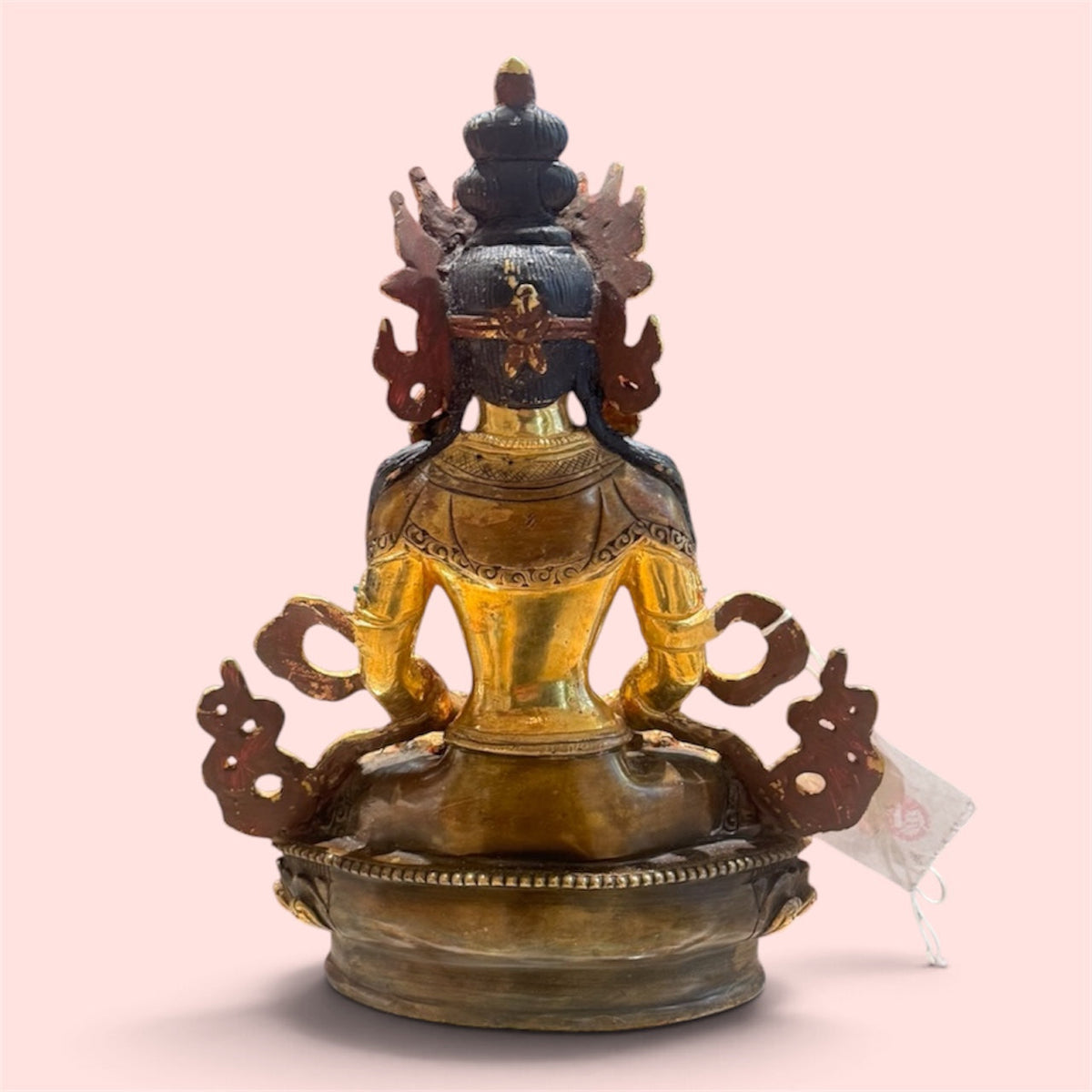 Buddha Amitayus  Vergoldet hand gemacht aus Nepal . Von der Rückseite Ganz Körper  Aufnahme