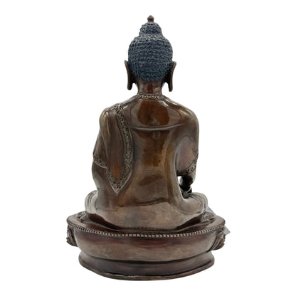 Buddha Shakyamuni Statue aus Kupfer, Rückansicht