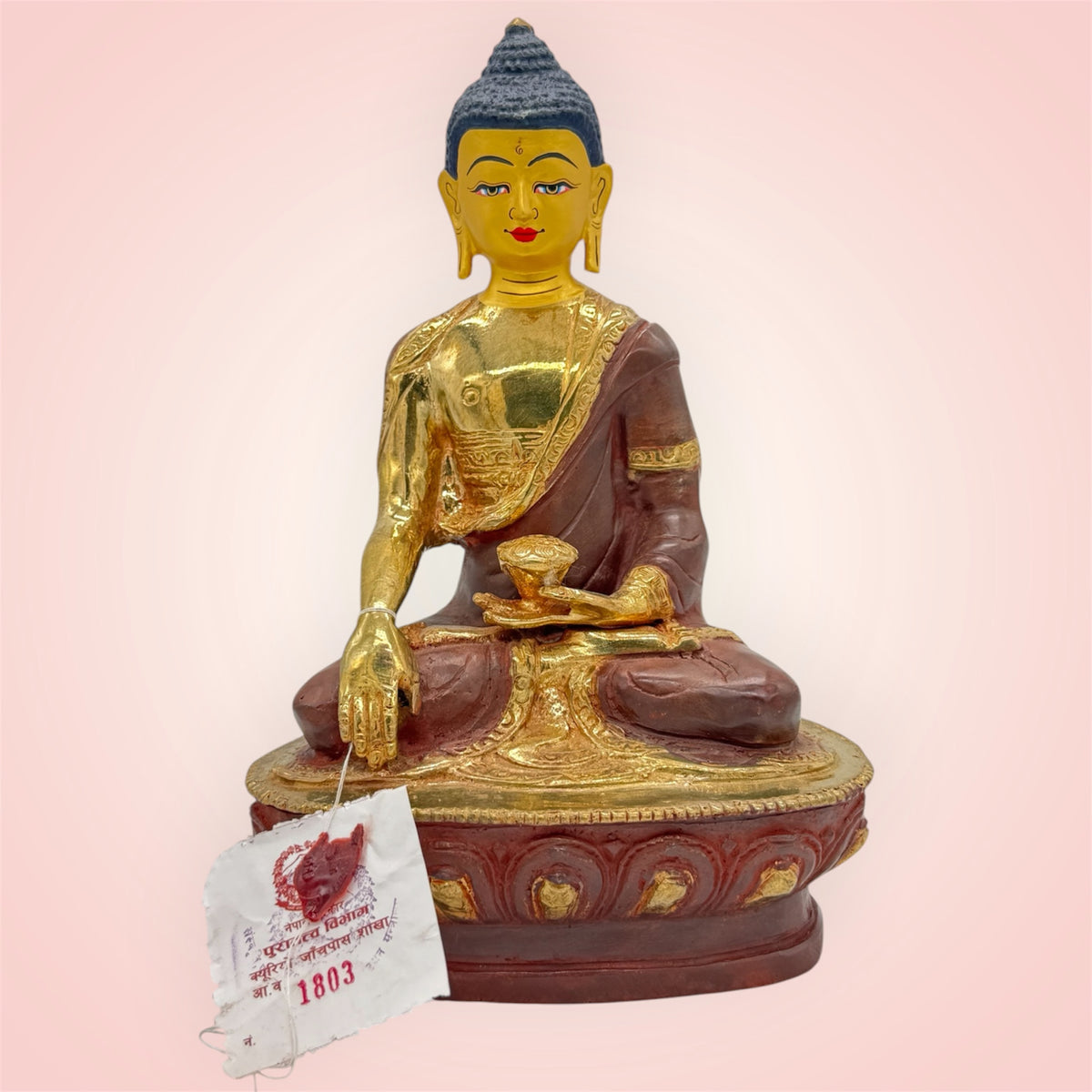 Buddha Shakyamuni Statue aus Kupfer mit vergoldetem Gesicht