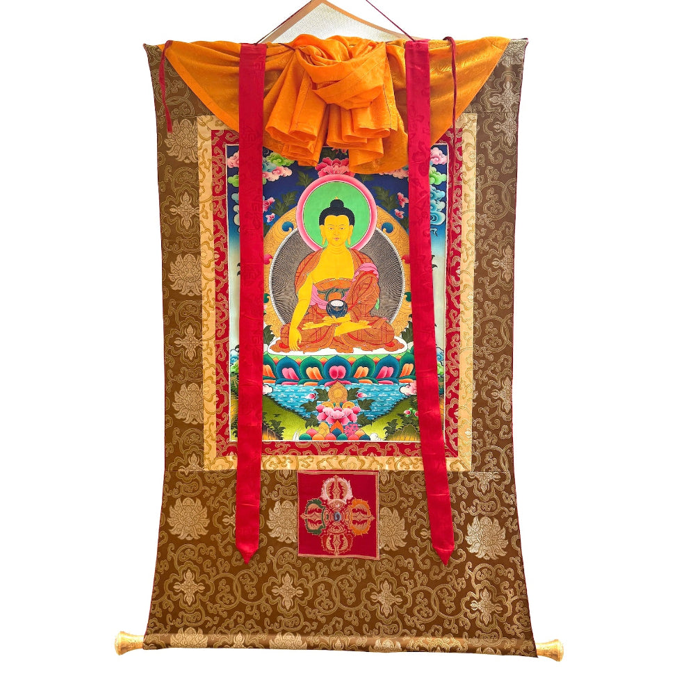 Buddha Shakyamuni Thangka – Handgemalt, aus Nepal

Dieser kunstvoll handbemalte Thangka zeigt Buddha Shakyamuni, den historischen Buddha, in klassischer Meditationshaltung