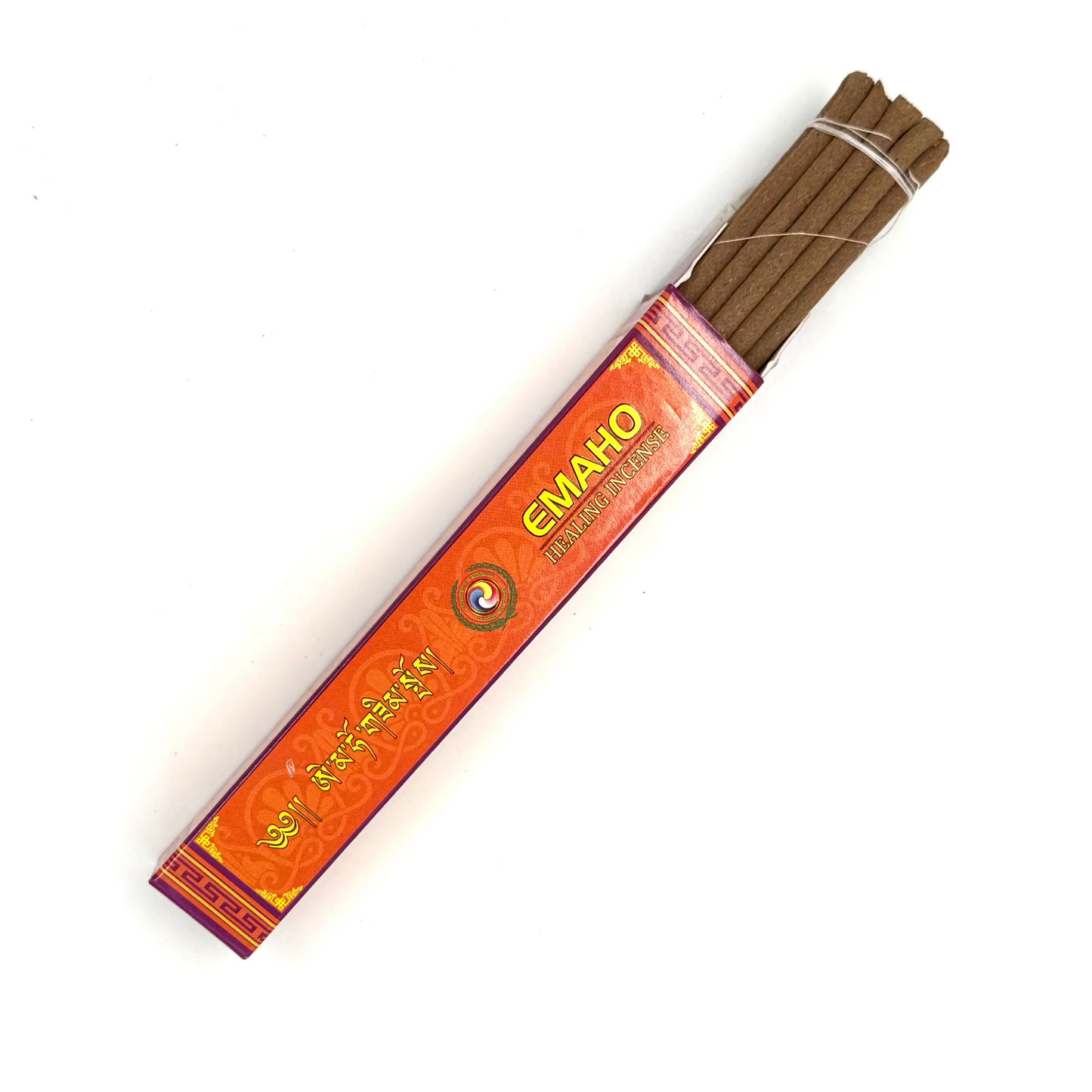 Emaho Räucherduft in oranger Verpackung mit weißem Hintergrund