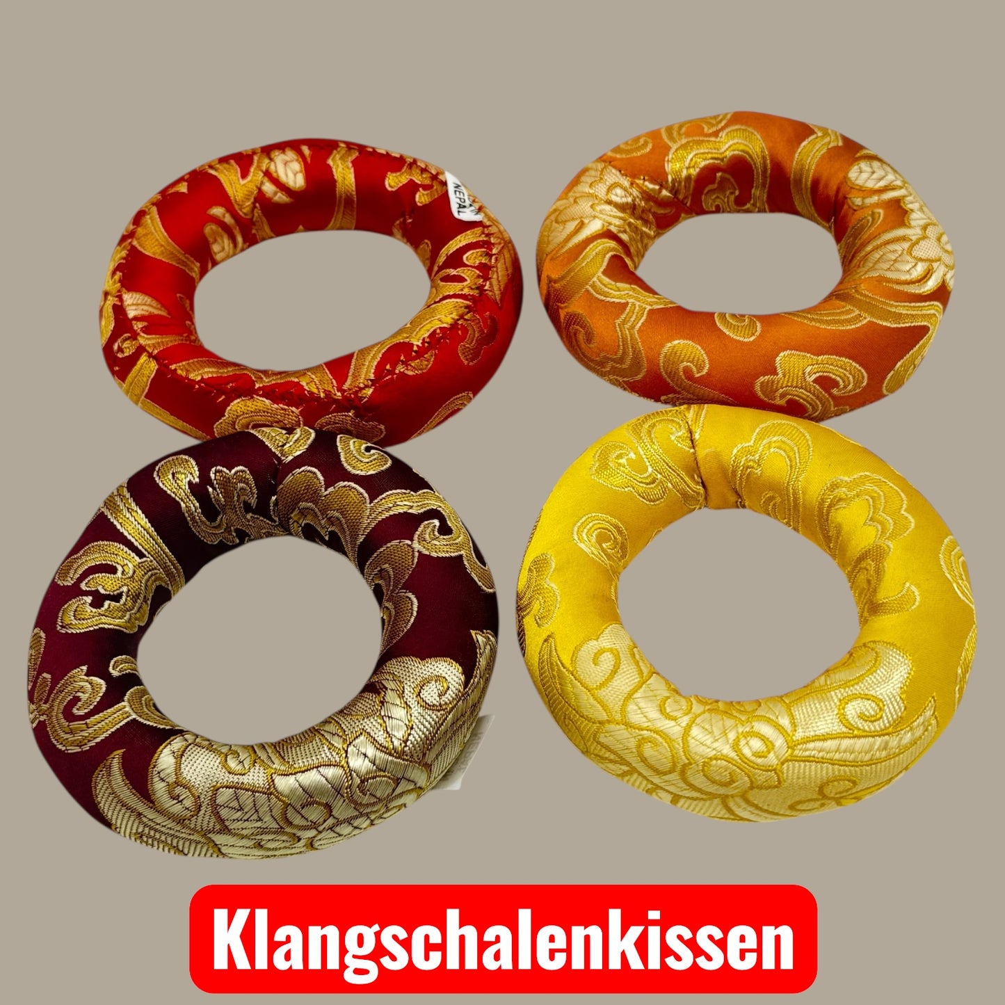 Kleine Klangschalenkissen in 4 verschidenen Farben