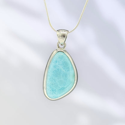 Asymmetrical Larimar Silver Pendant