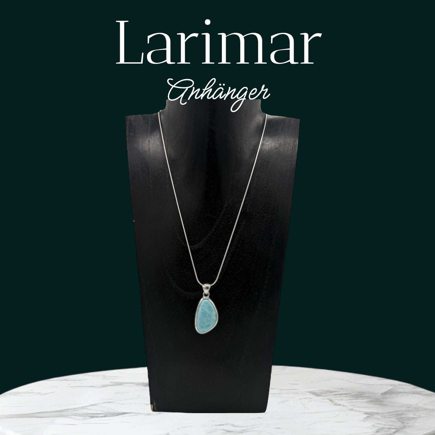 Asymmetrical Larimar Silver Pendant