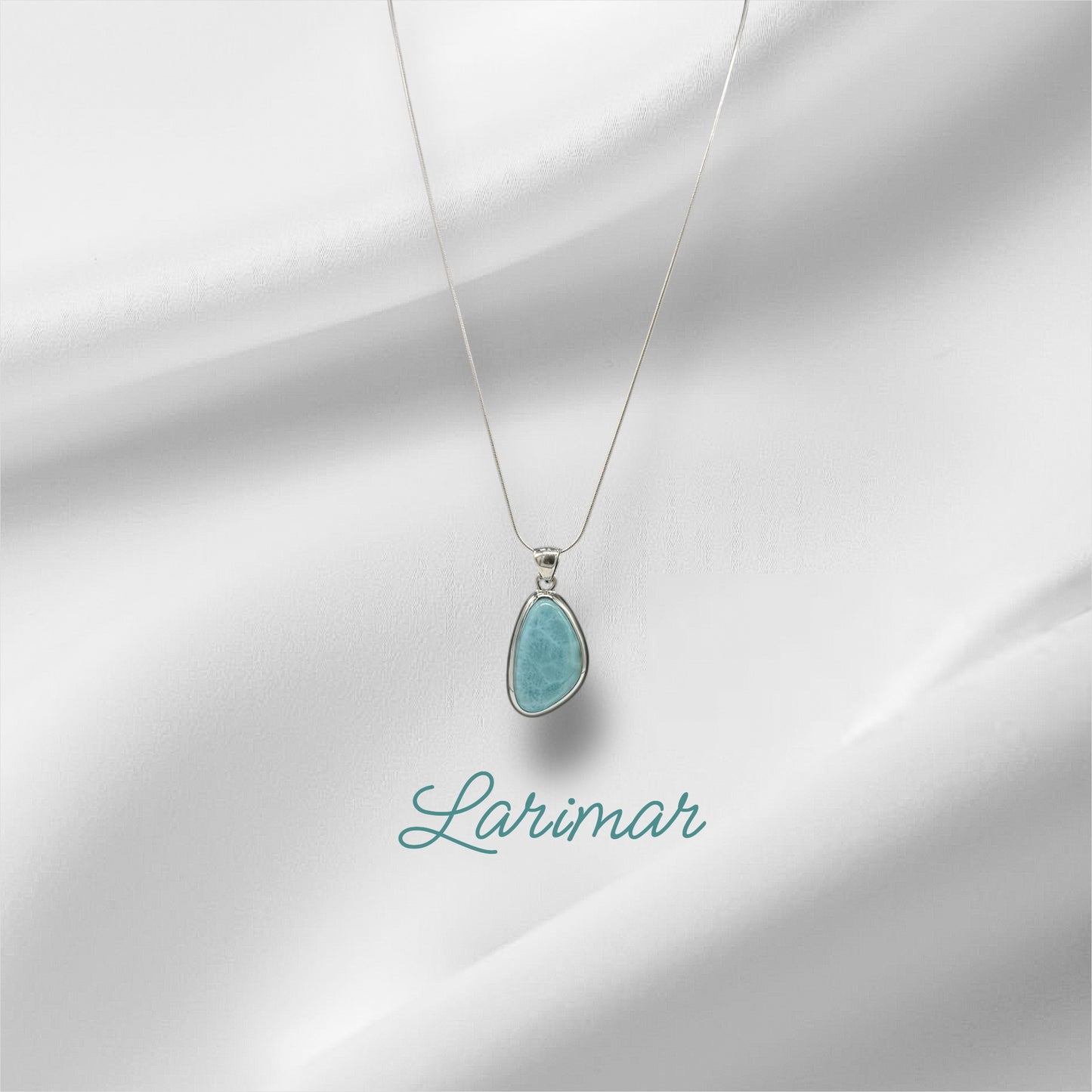 Asymmetrical Larimar Silver Pendant