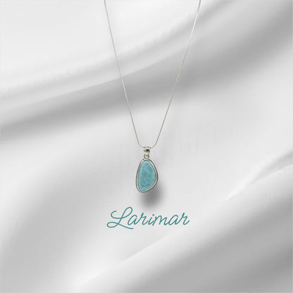 Asymmetrical Larimar Silver Pendant