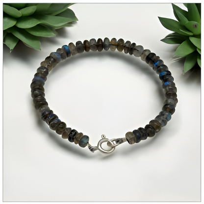 Labradorit-Armband mit 925er Silberverschluss
