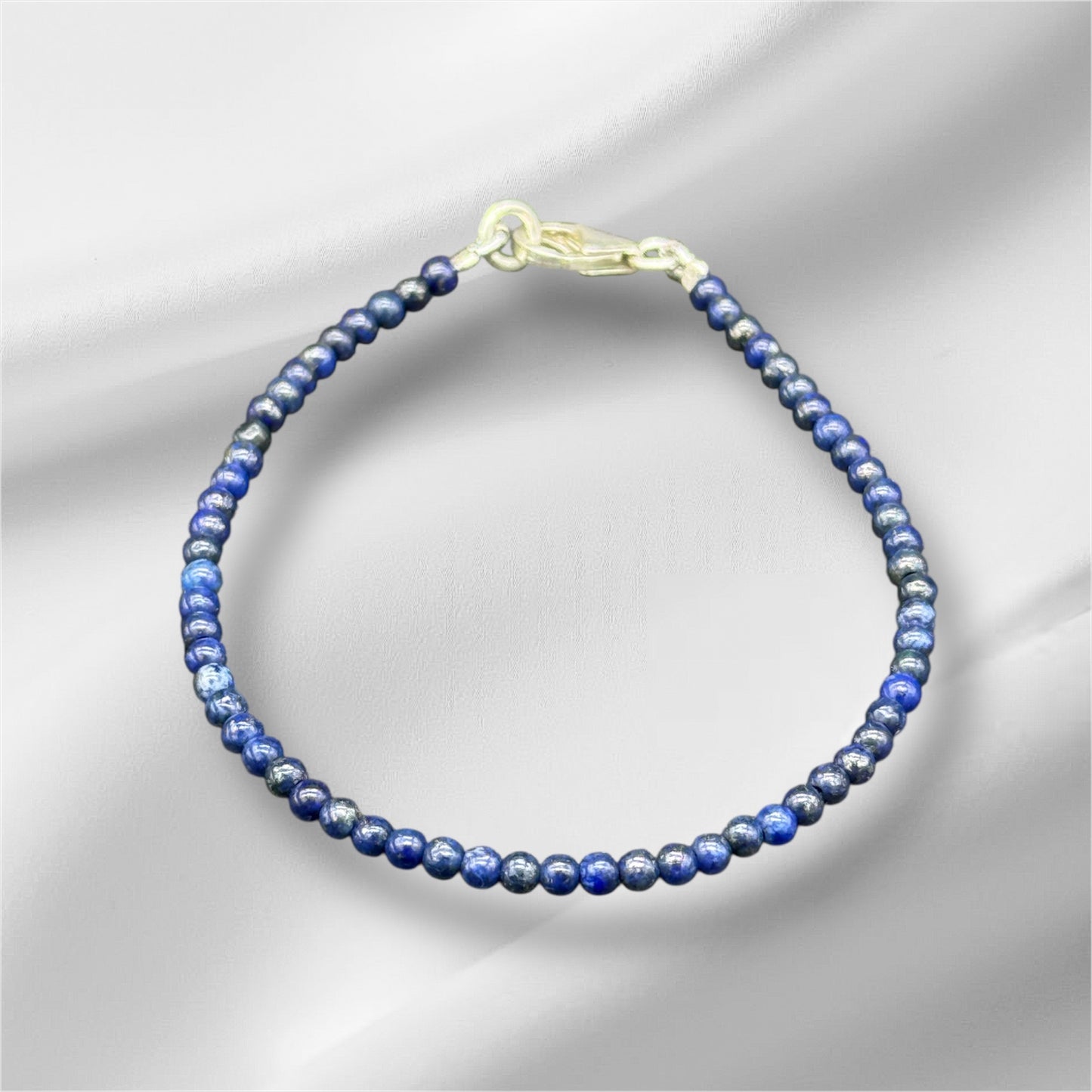 Lapislazuli Armband 925 Silber - Blaue Edelsteine 4mm 18 cm