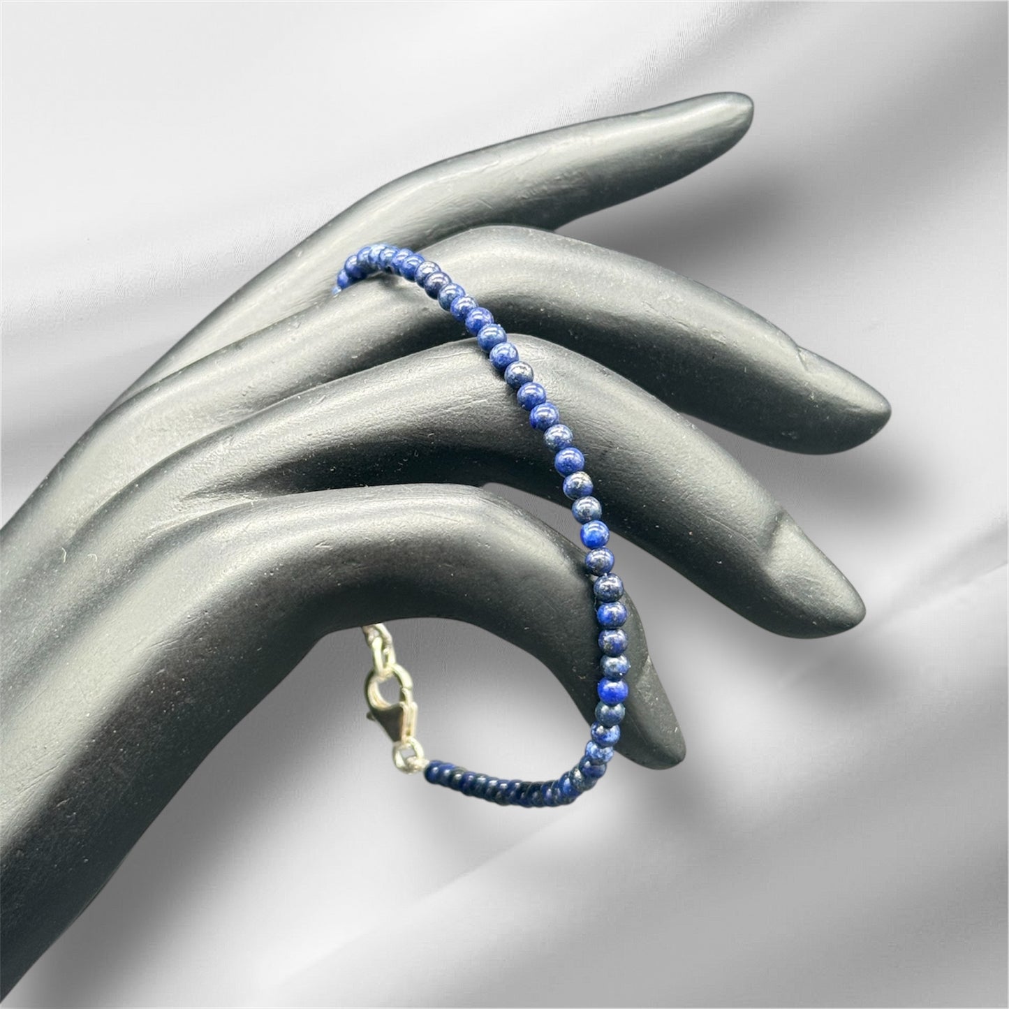 Lapislazuli Armband 925 Silber - Blaue Edelsteine 4mm 18 cm