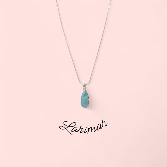 Oval formigen Anhänger aus Larimar und Silber auf eine Silber-kette