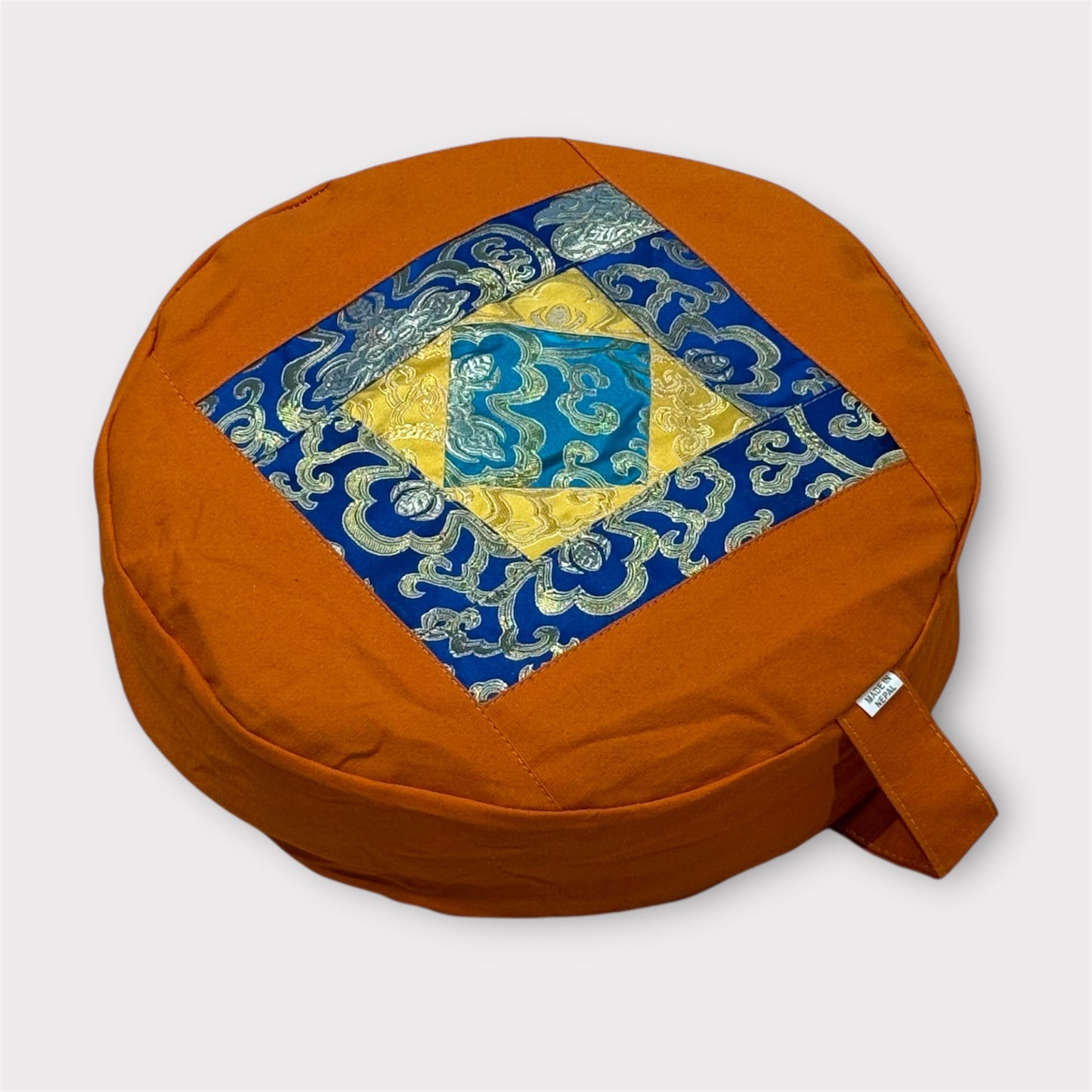 Meditationskissen aus Brokat Medium Senf Farbe