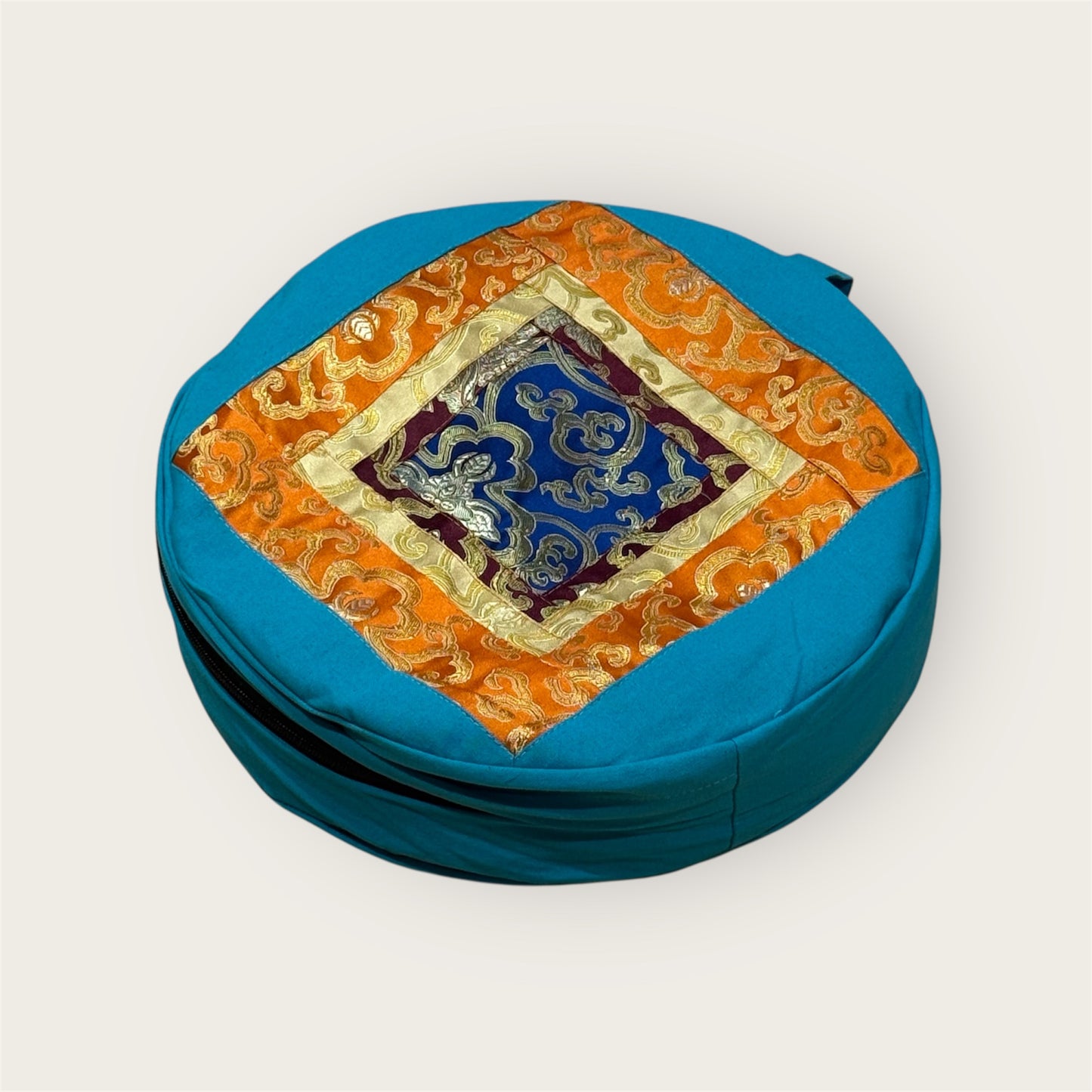 Meditationskissen aus Brokat Medium Türkis