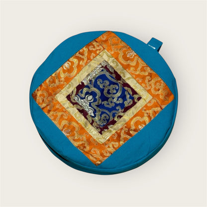 Meditationskissen aus Brokat Medium Türkis