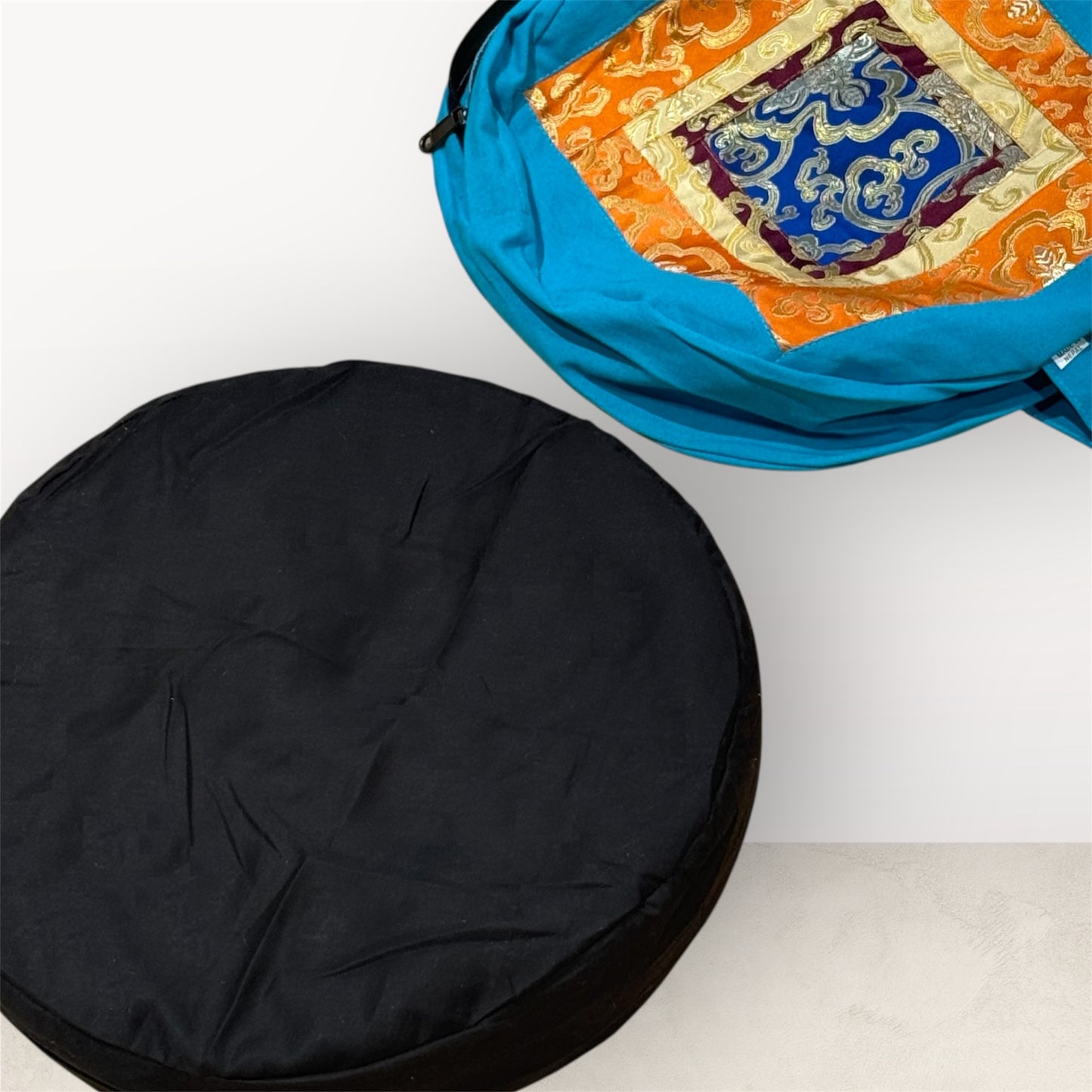 Meditationskissen aus Brokat Medium Türkis  mit Innenfutter