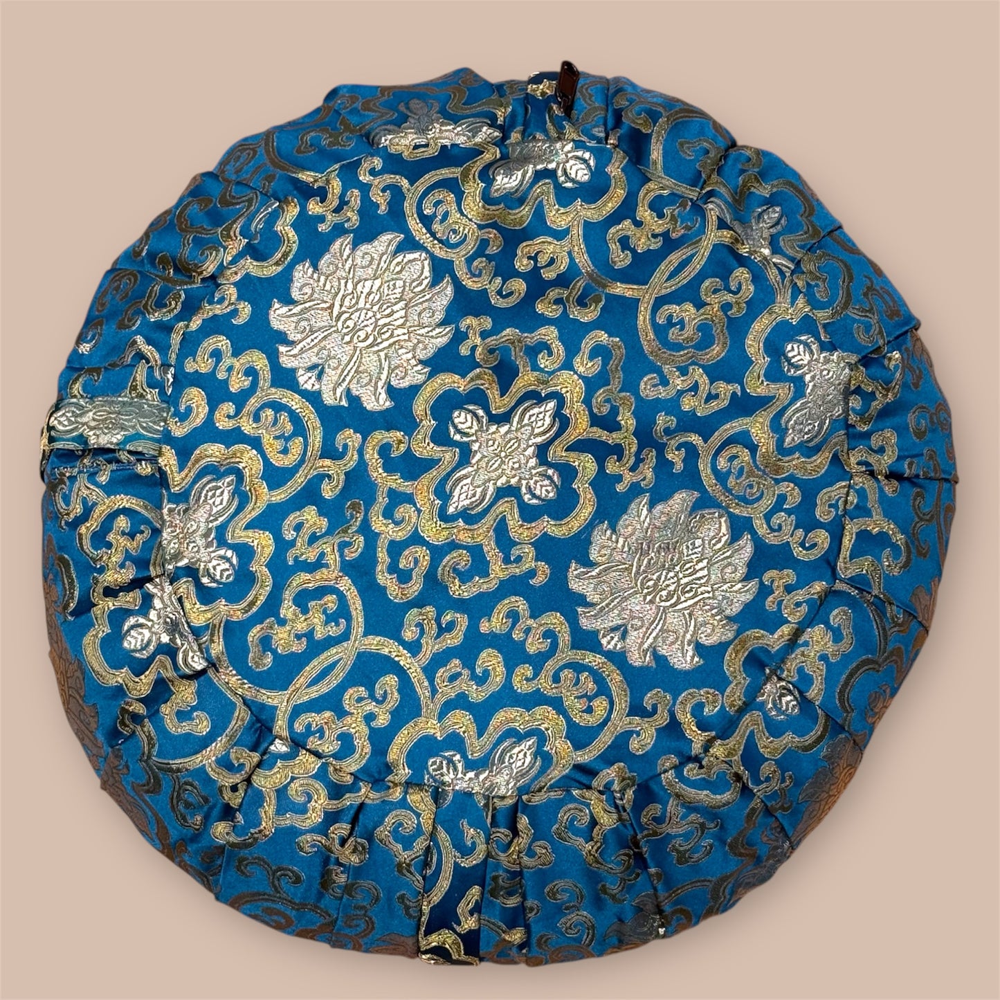 Brokat Türkis Meditationskissen mit Reisschalen gefüllt