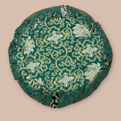 Brokat Grün  Meditationskissen mit Reisschalen gefüllt