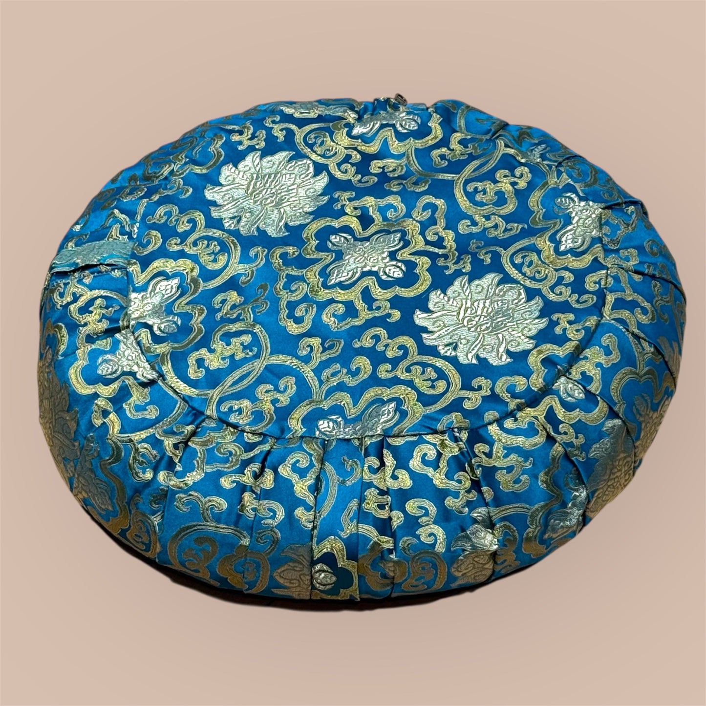 Brokat Türkis Meditationskissen mit Reisschalen gefüllt