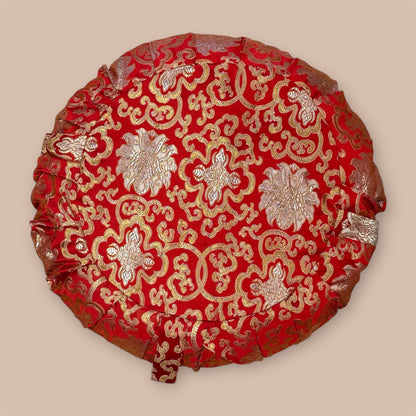 Brokat Rot Meditationskissen mit Reisschalen gefüllt