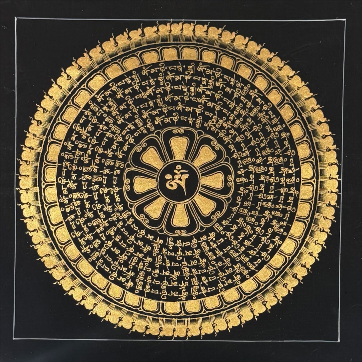 Om Mani Padme Hum Mandala – Tibetan Thangka, Hand-Painted