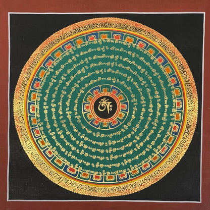 Om Mani Padme Hum Mandala – Tibetan Thangka, Hand-Painted