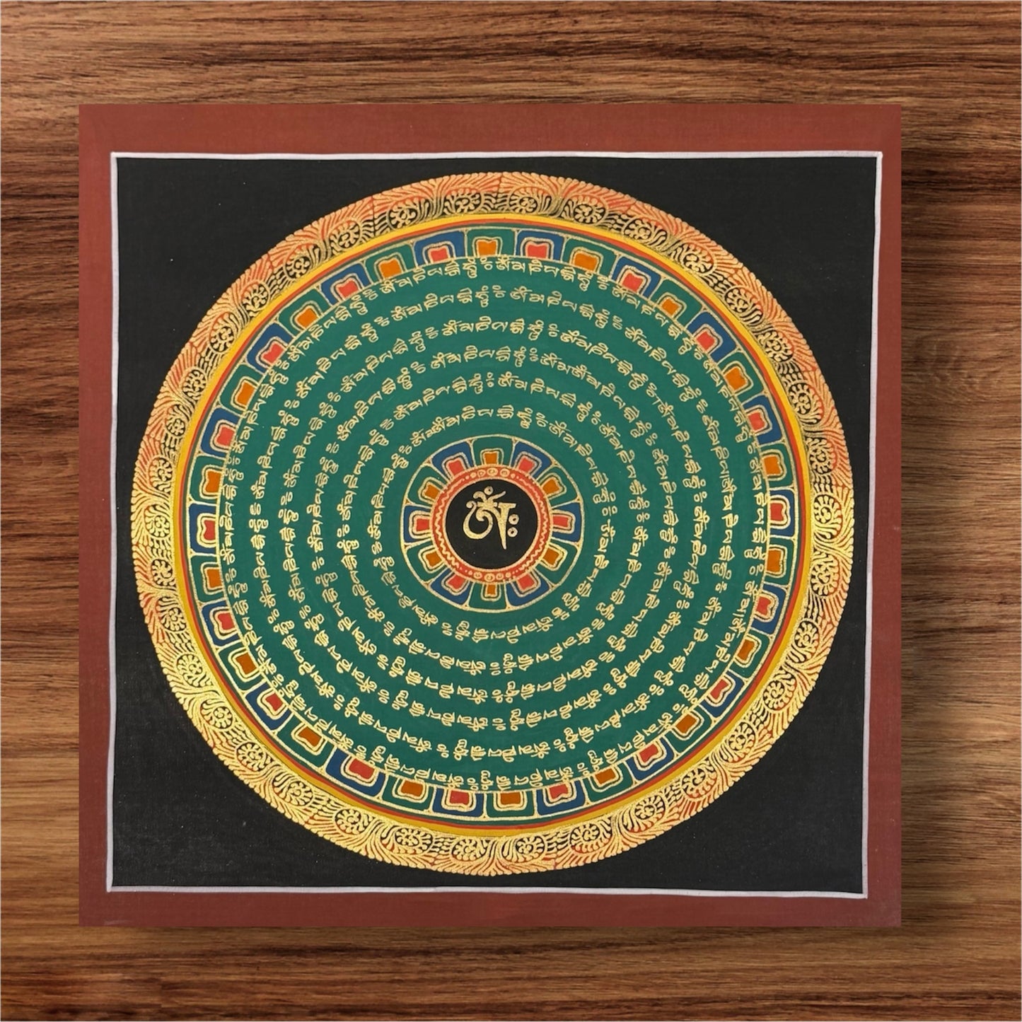 Om Mani Padme Hum Mandala – Tibetan Thangka, Hand-Painted