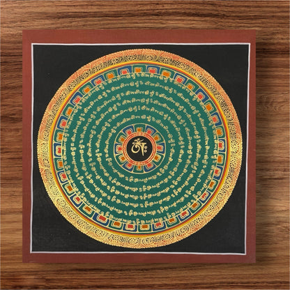 Om Mani Padme Hum Mandala – Tibetan Thangka, Hand-Painted
