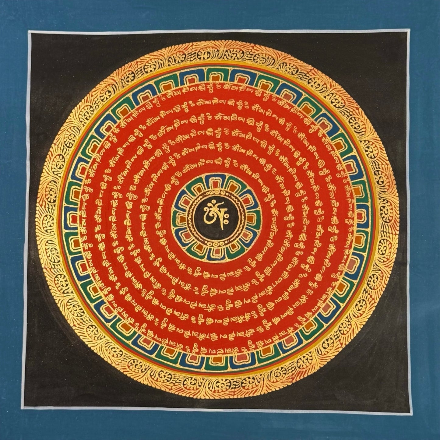 Om Mani Padme Hum Mandala – Tibetan Thangka, Hand-Painted