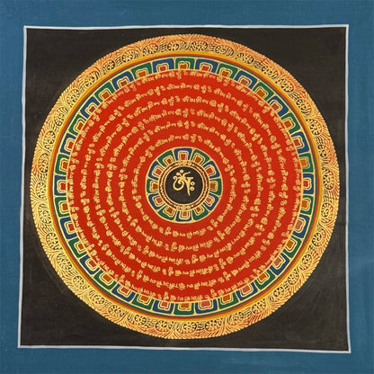 Om Mani Padme Hum Mandala – Tibetan Thangka, Hand-Painted