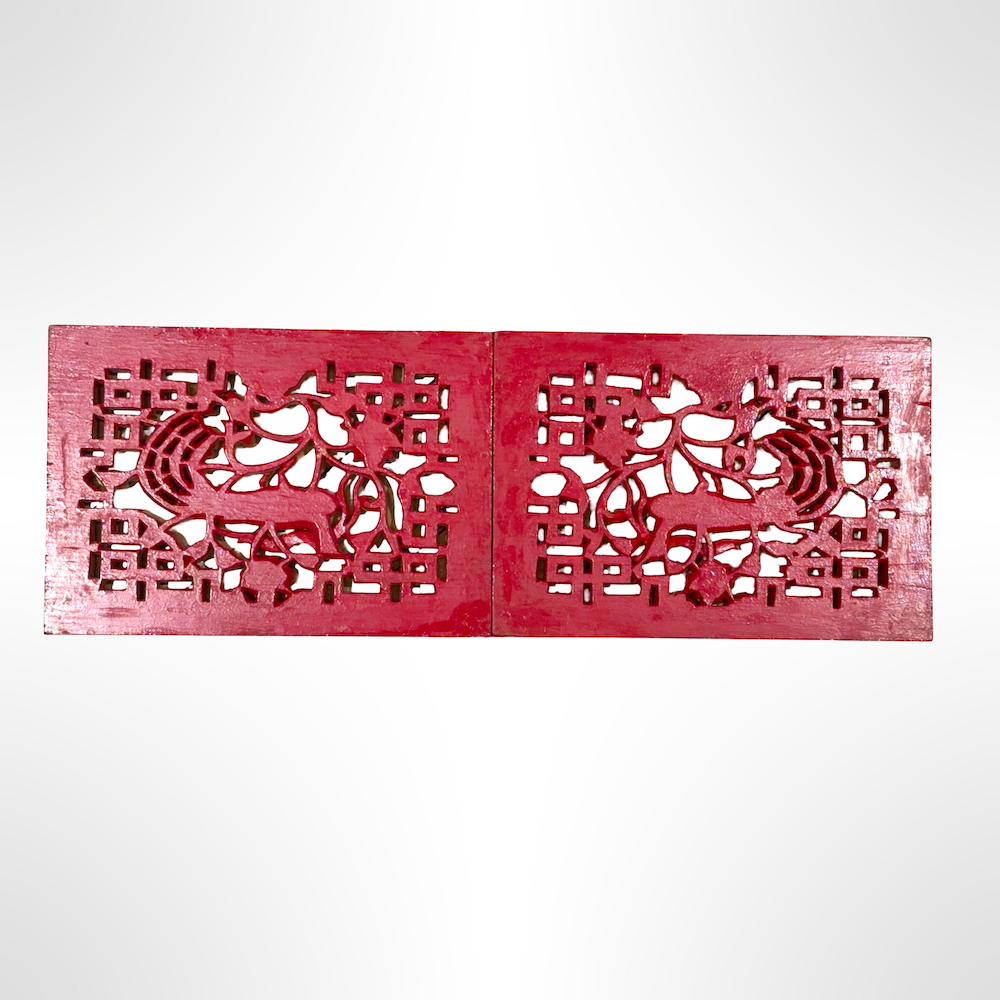 Rückseite des Holz-Dekopaneel mit Phönix – Handgeschnitzt und Bemalt | Vintage-Stil